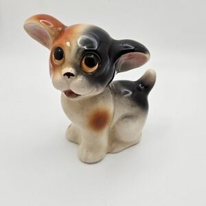 Vintage Norcrest Japan Puppy Dog Figurine Big Eyes Ceramic 3" Cute Mid Century